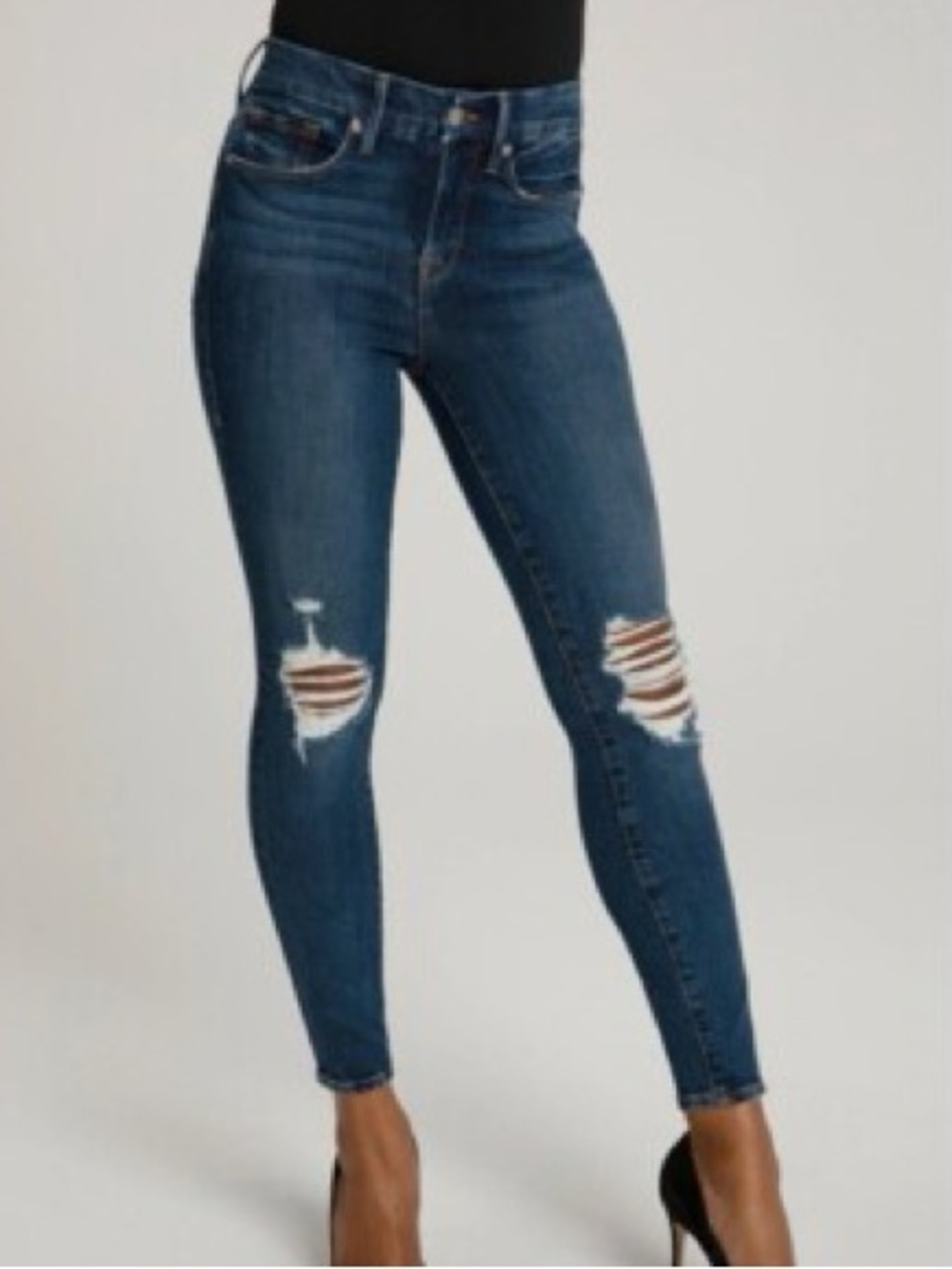 Good American Good Legs Crop Skinny Jeans, Size 0, Ankle Length, Medium Wash